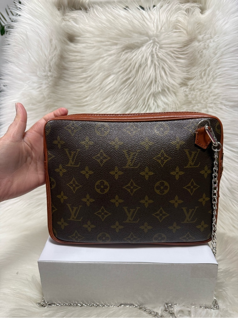 Authentic Louis Vuitton Brown Monogram Crossbody / Clutch